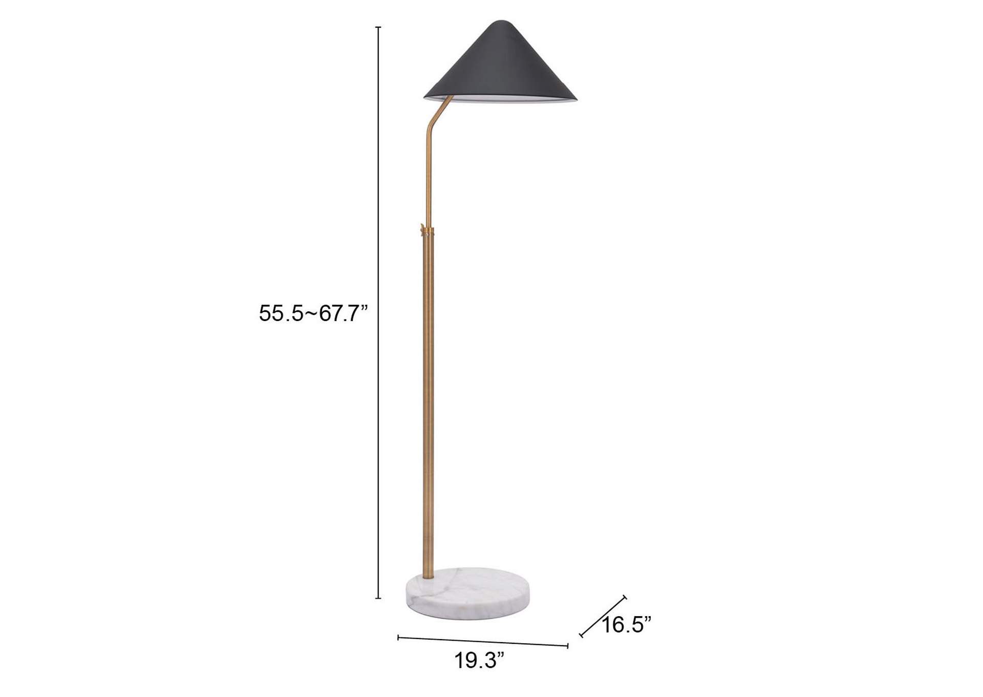 Pike Floor Lamp Black & White,Zuo