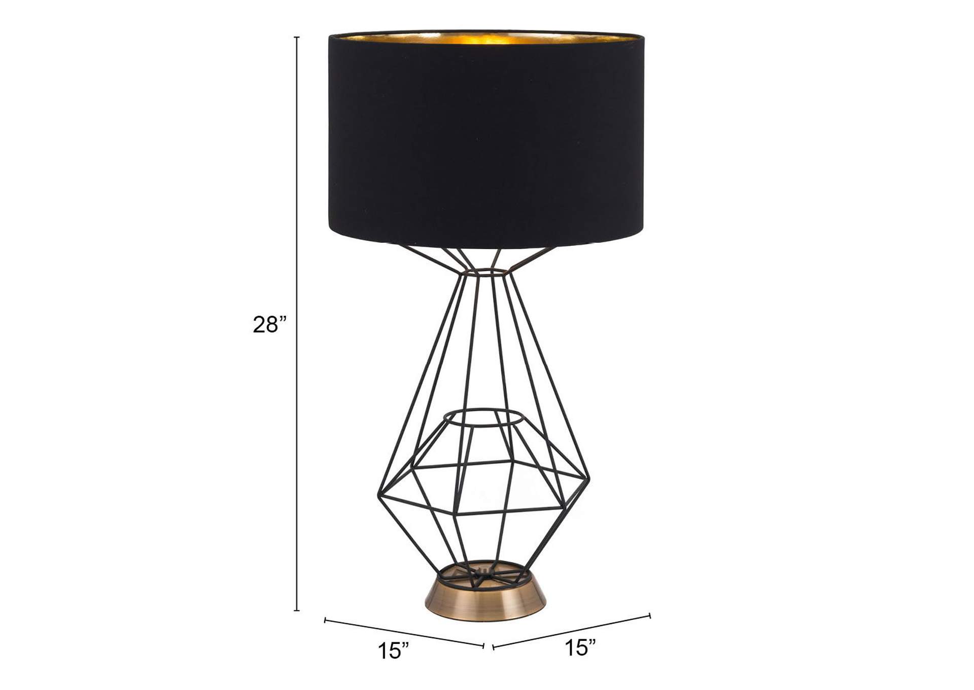 Delancey Table Lamp Black,Zuo