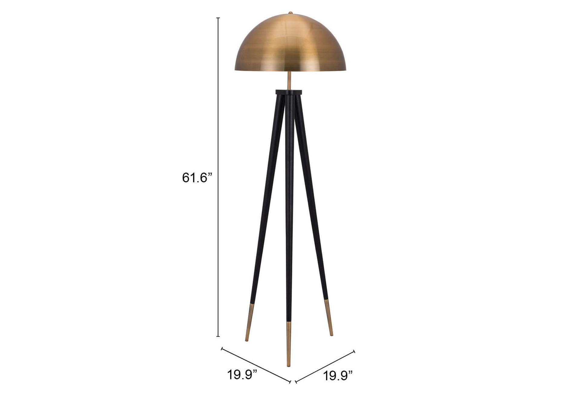 Mascot Floor Lamp Brass & Black,Zuo