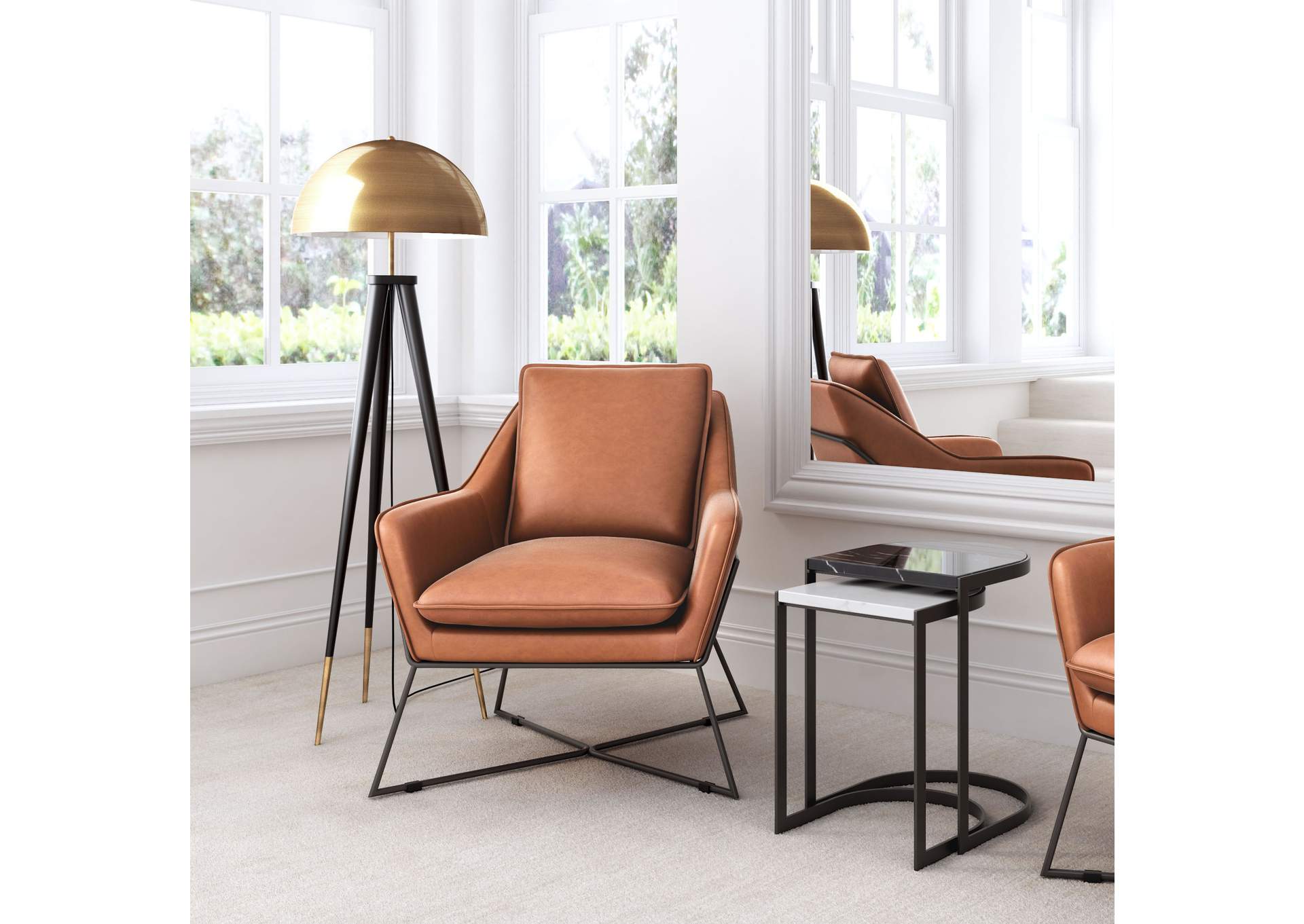 Mascot Floor Lamp Brass & Black,Zuo