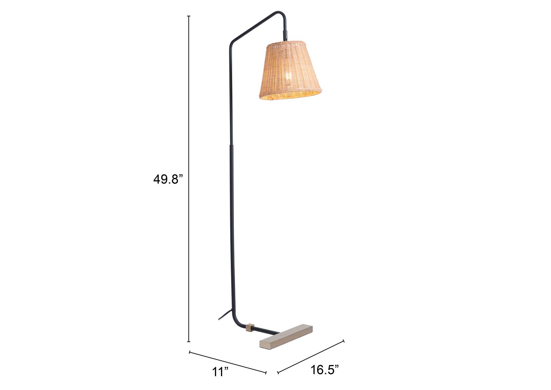 Malone Floor Lamp Natural,Zuo