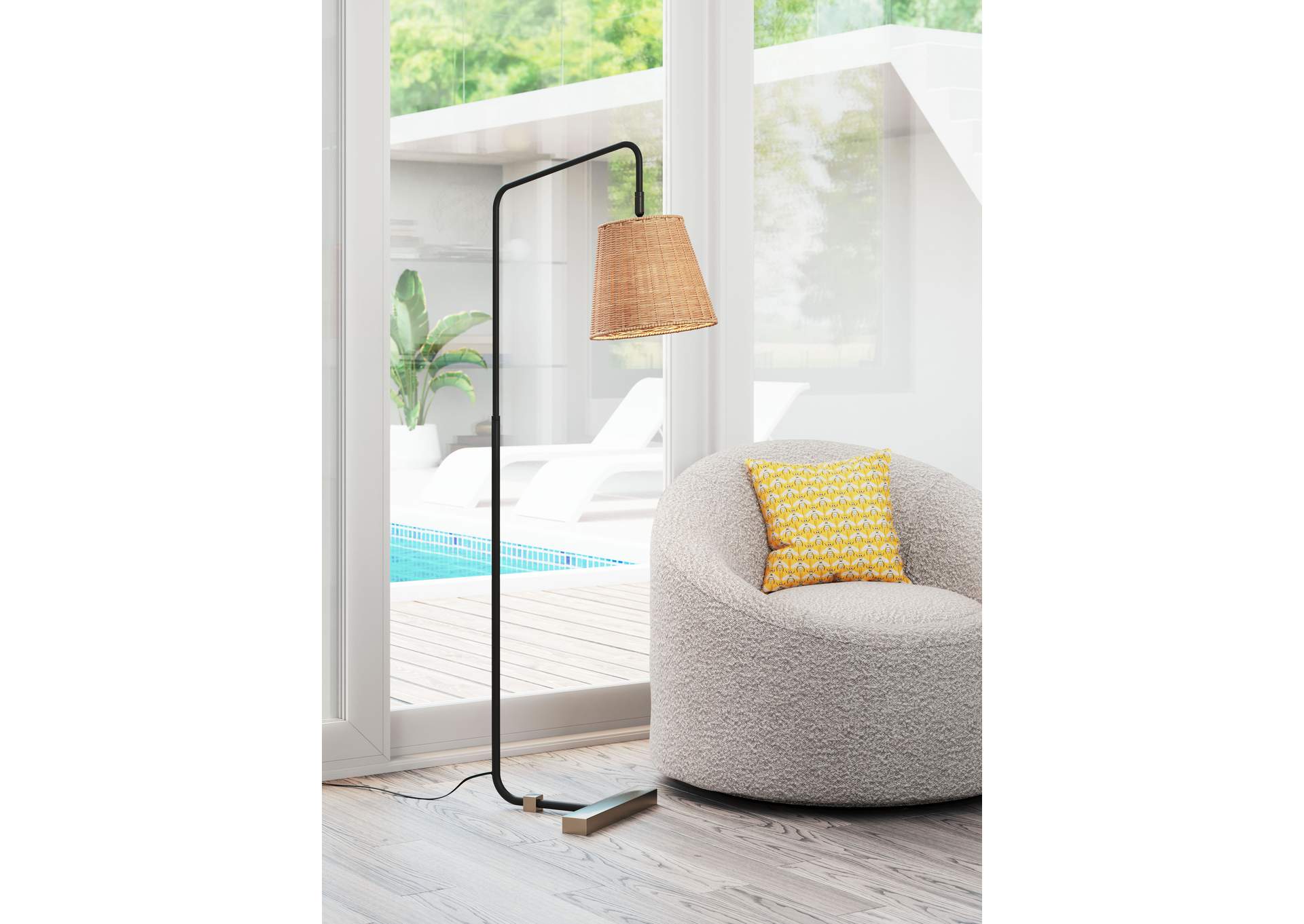 Malone Floor Lamp Natural,Zuo