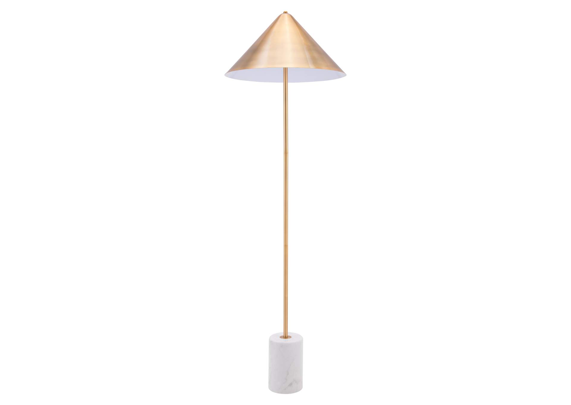 Bianca Floor Lamp Brass & White,Zuo