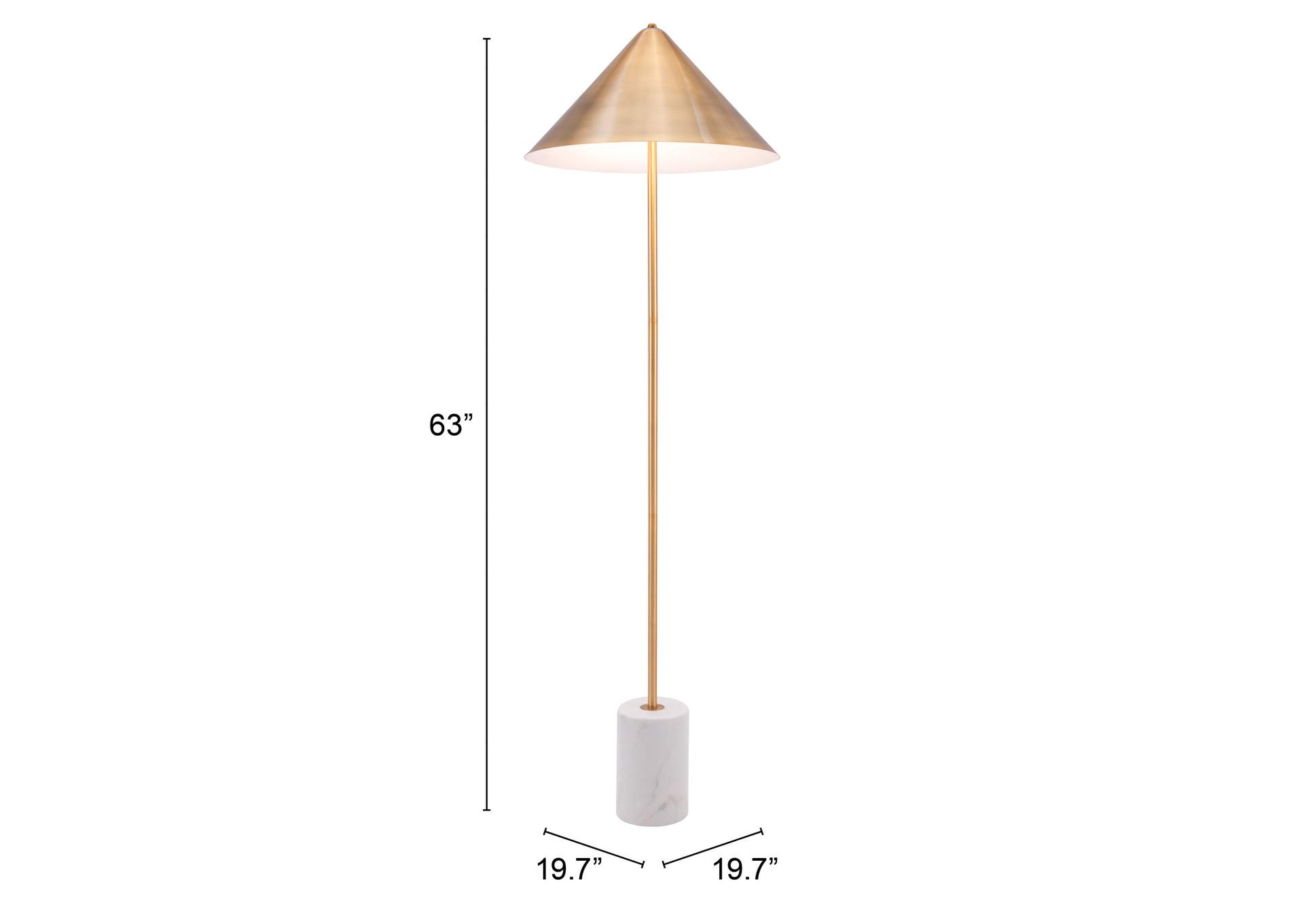 Bianca Floor Lamp Brass & White,Zuo