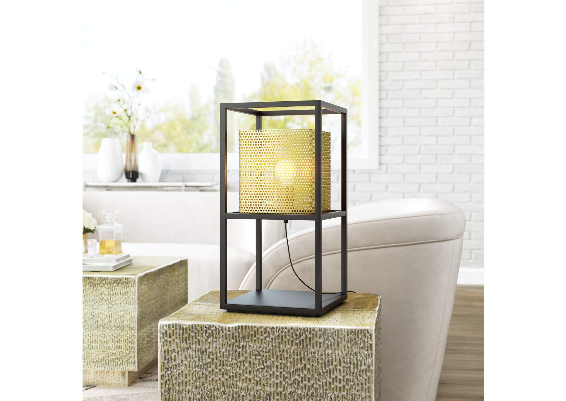 Yves Table Lamp Gold & Black,Zuo
