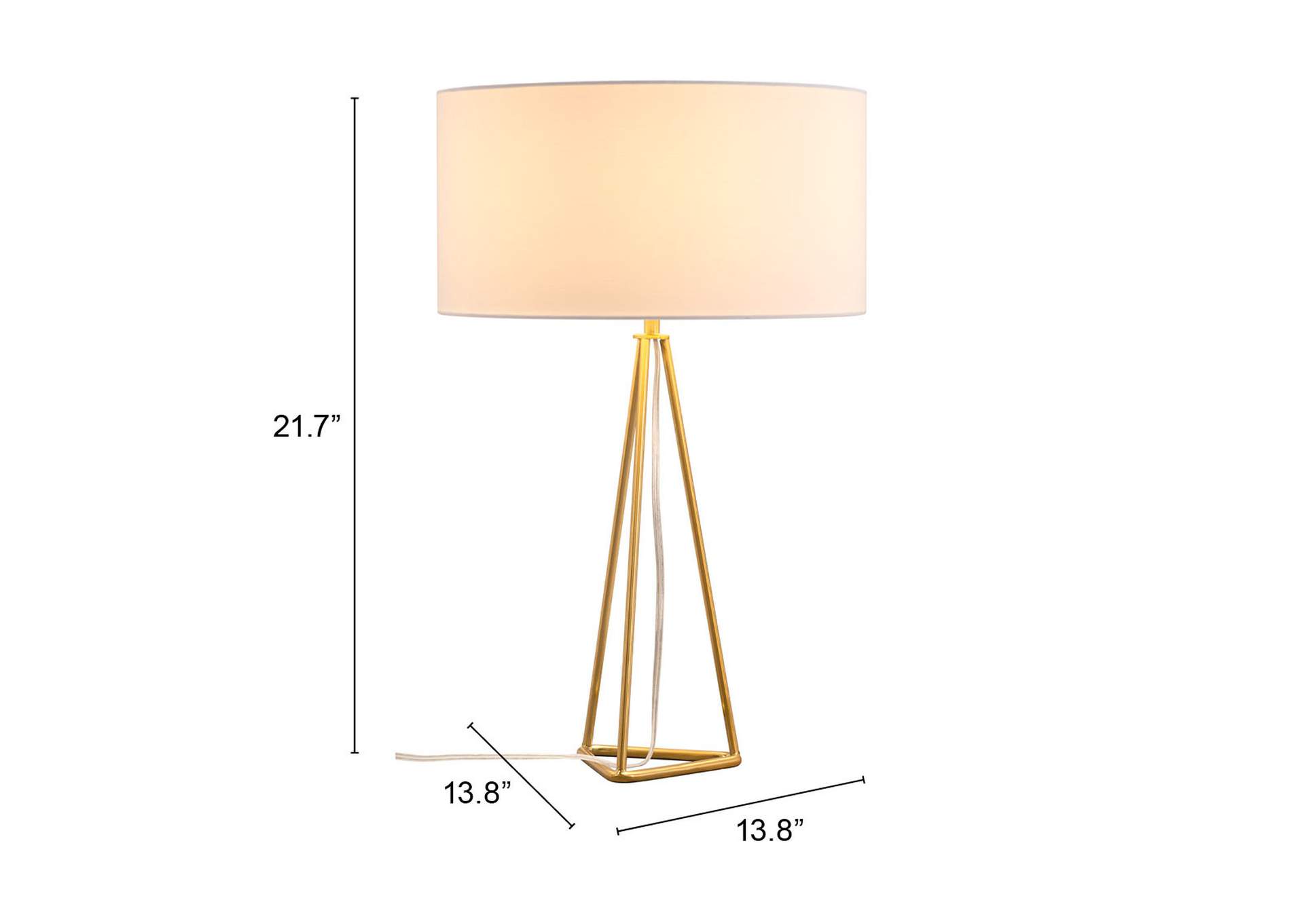 Sascha Table Lamp White & Brass,Zuo
