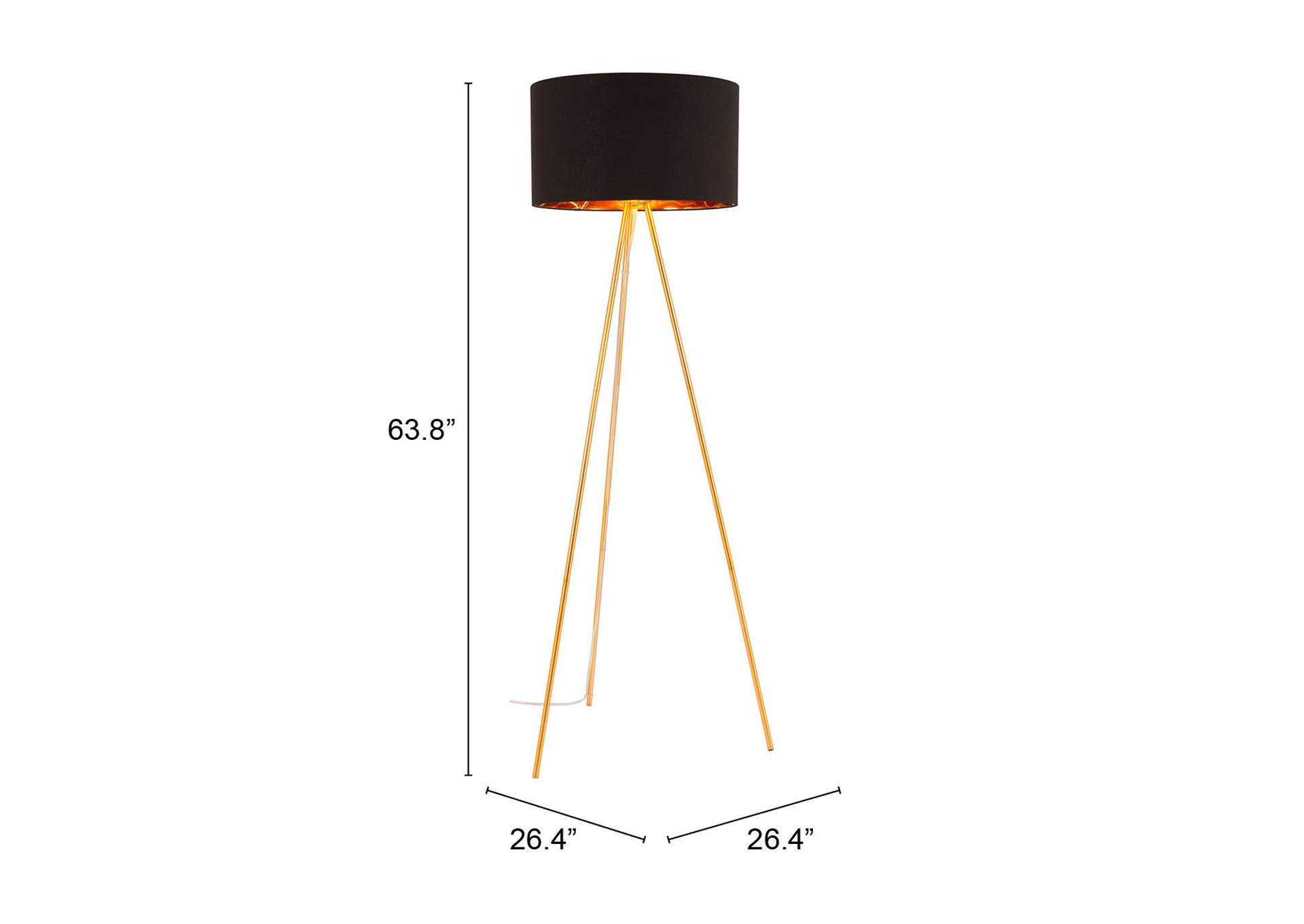 Mariel Floor Lamp Black & Gold,Zuo