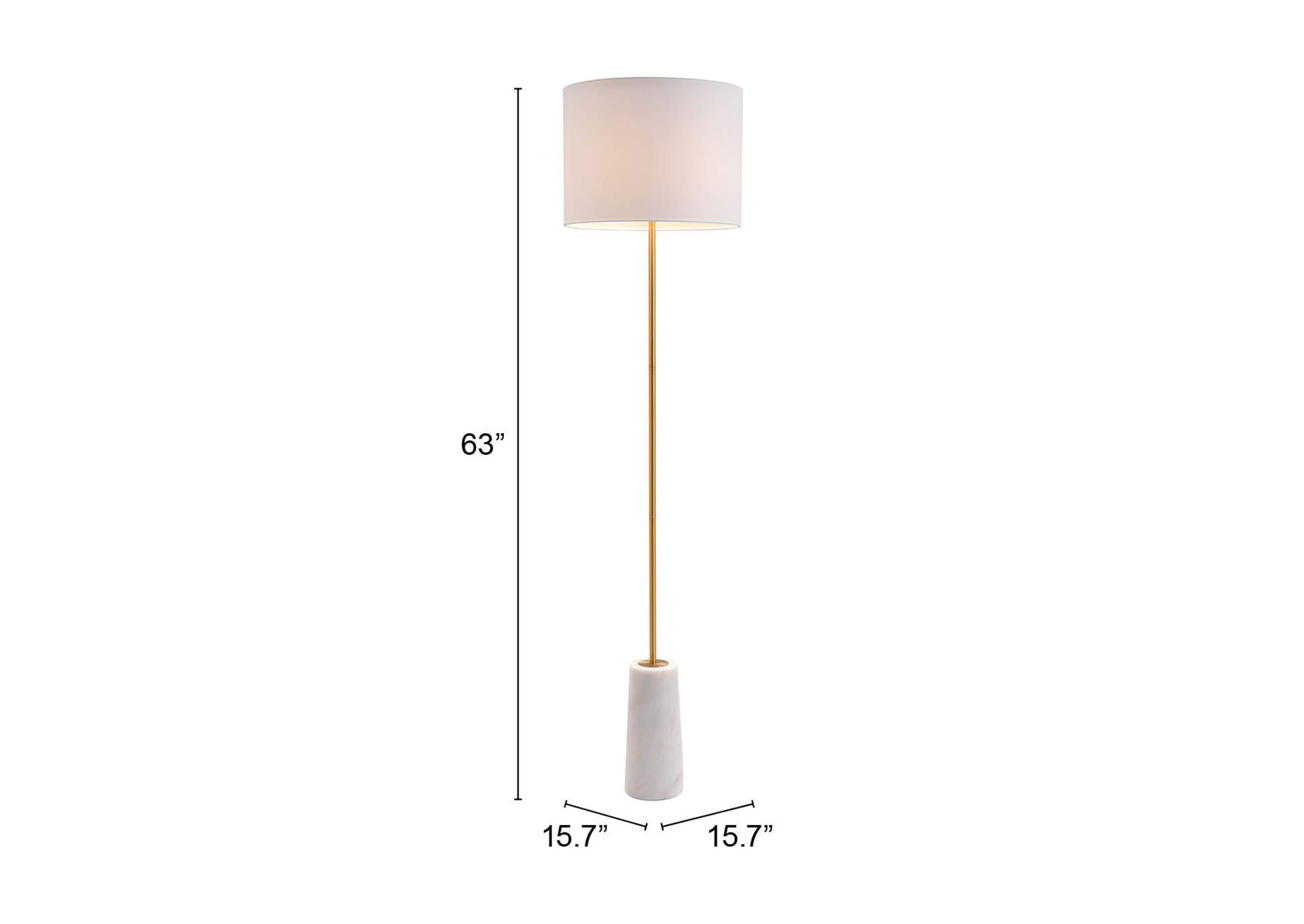 Titan Floor Lamp White & Brass,Zuo
