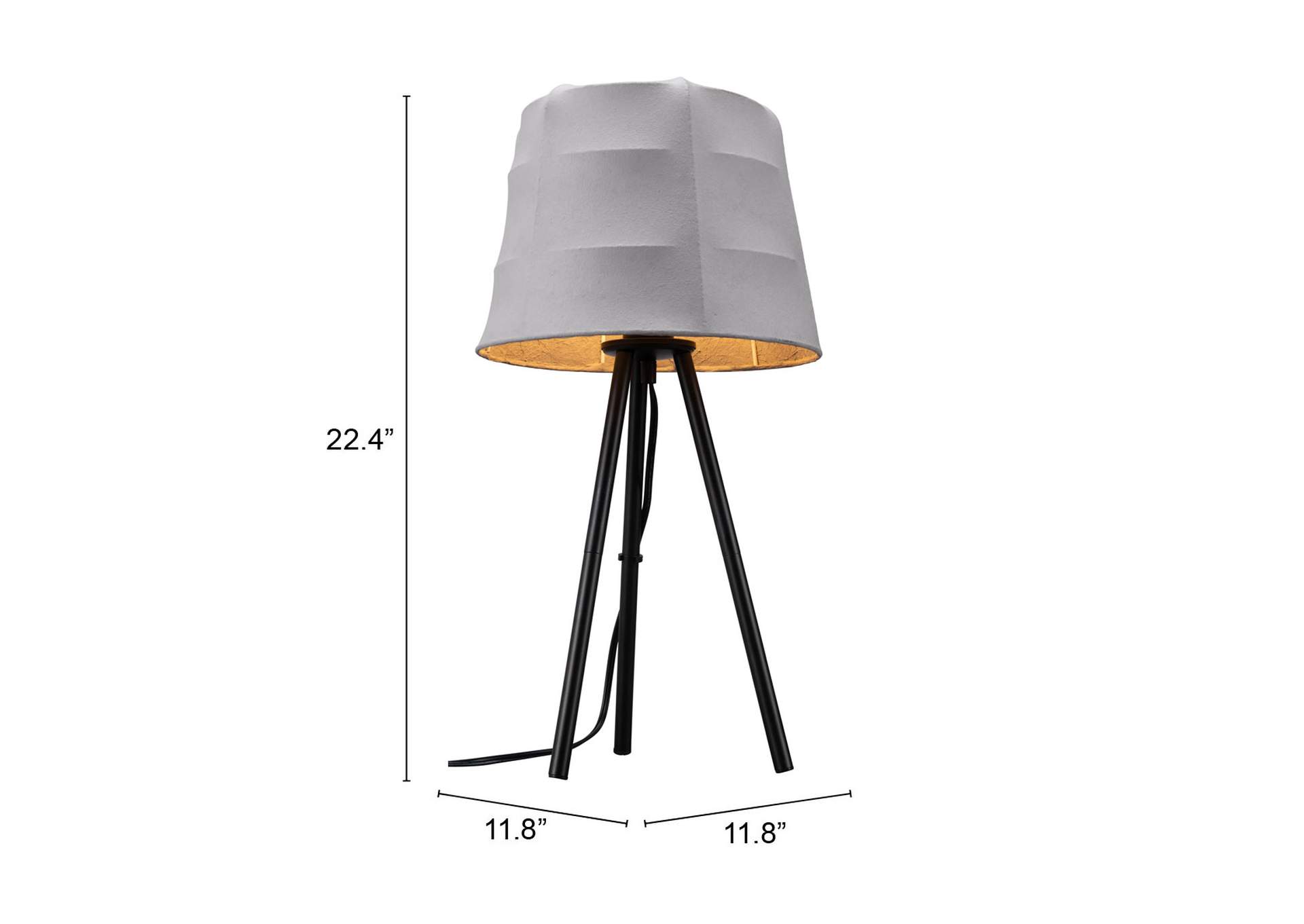 Mozzi Table Lamp Gray & Black,Zuo