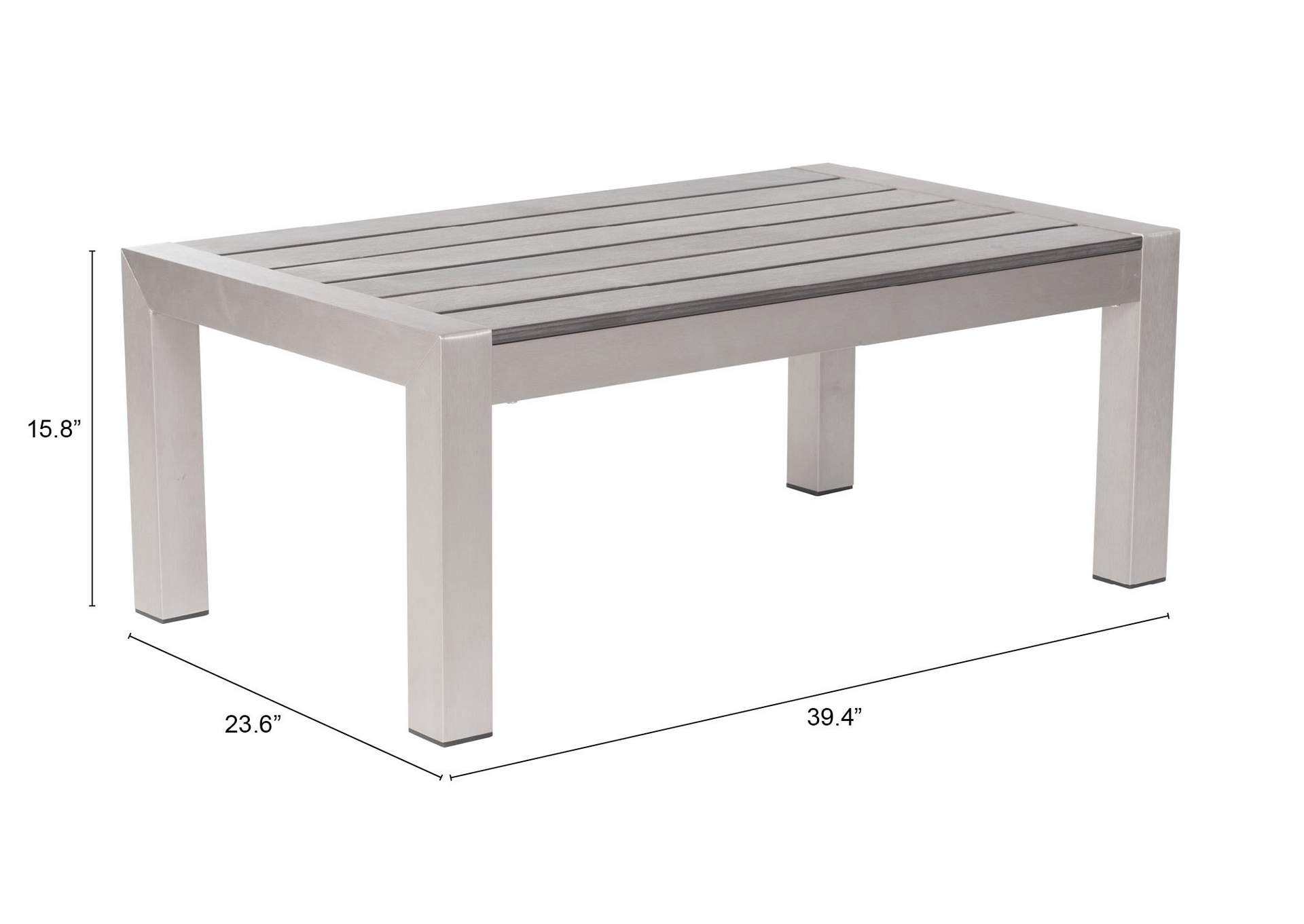 Cosmopolitan Coffee Table Gray & Silver,Zuo