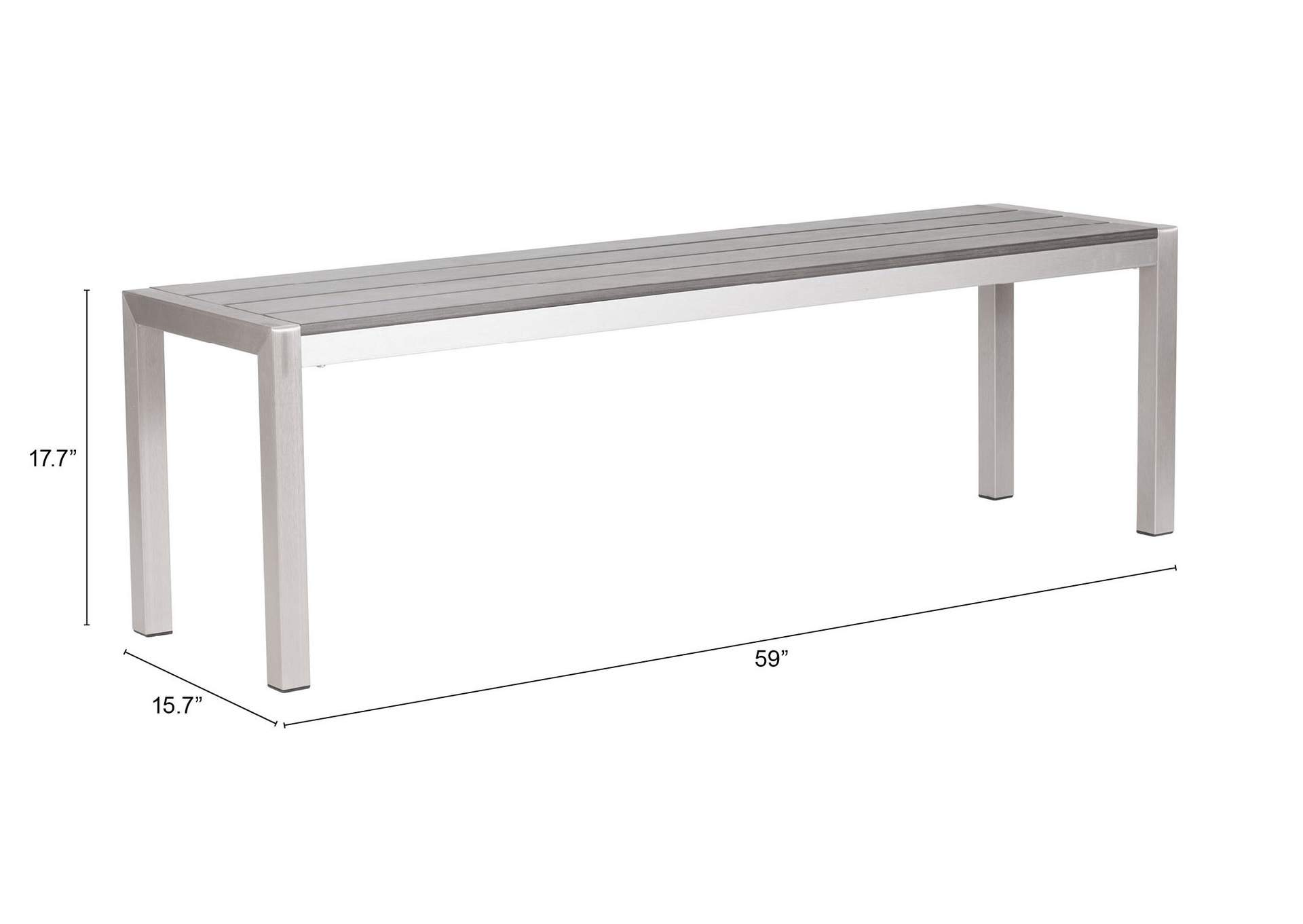 Metropolitan Double Bench Gray & Silver,Zuo