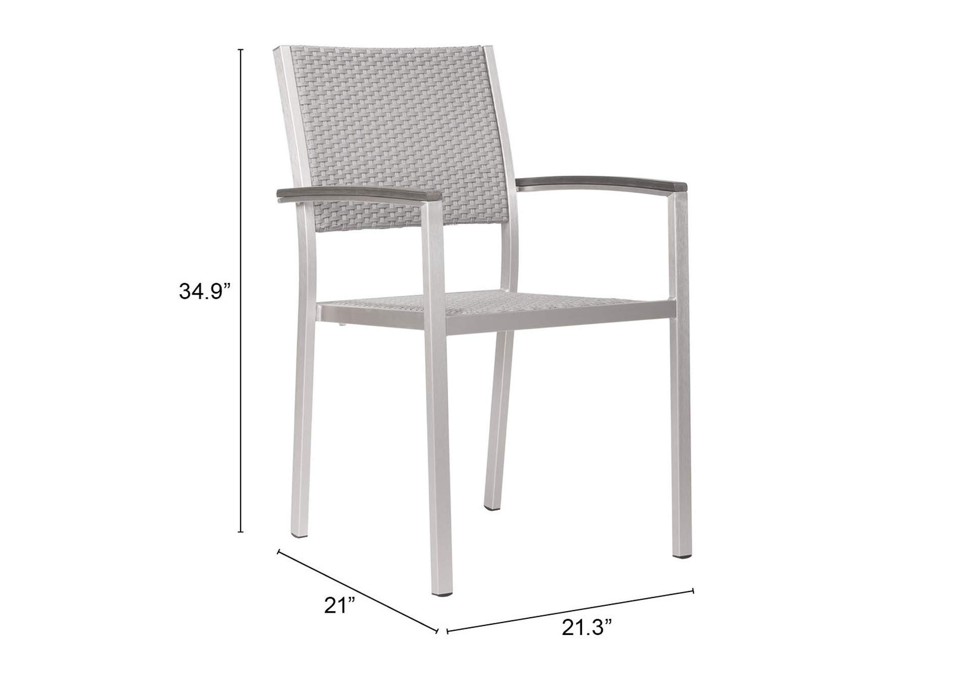 Metropolitan Arm Chair (Set Of 2) Gray & Silver,Zuo