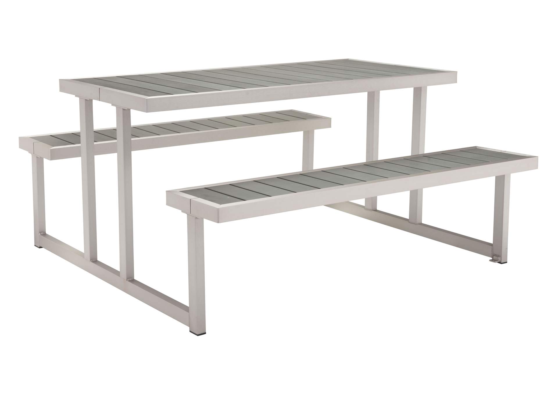 Cuomo Picnic Table Gray & Silver,Zuo