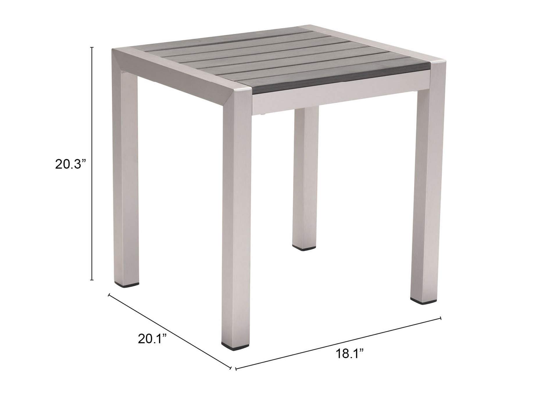 Cosmopolitan Side Table Gray & Silver,Zuo