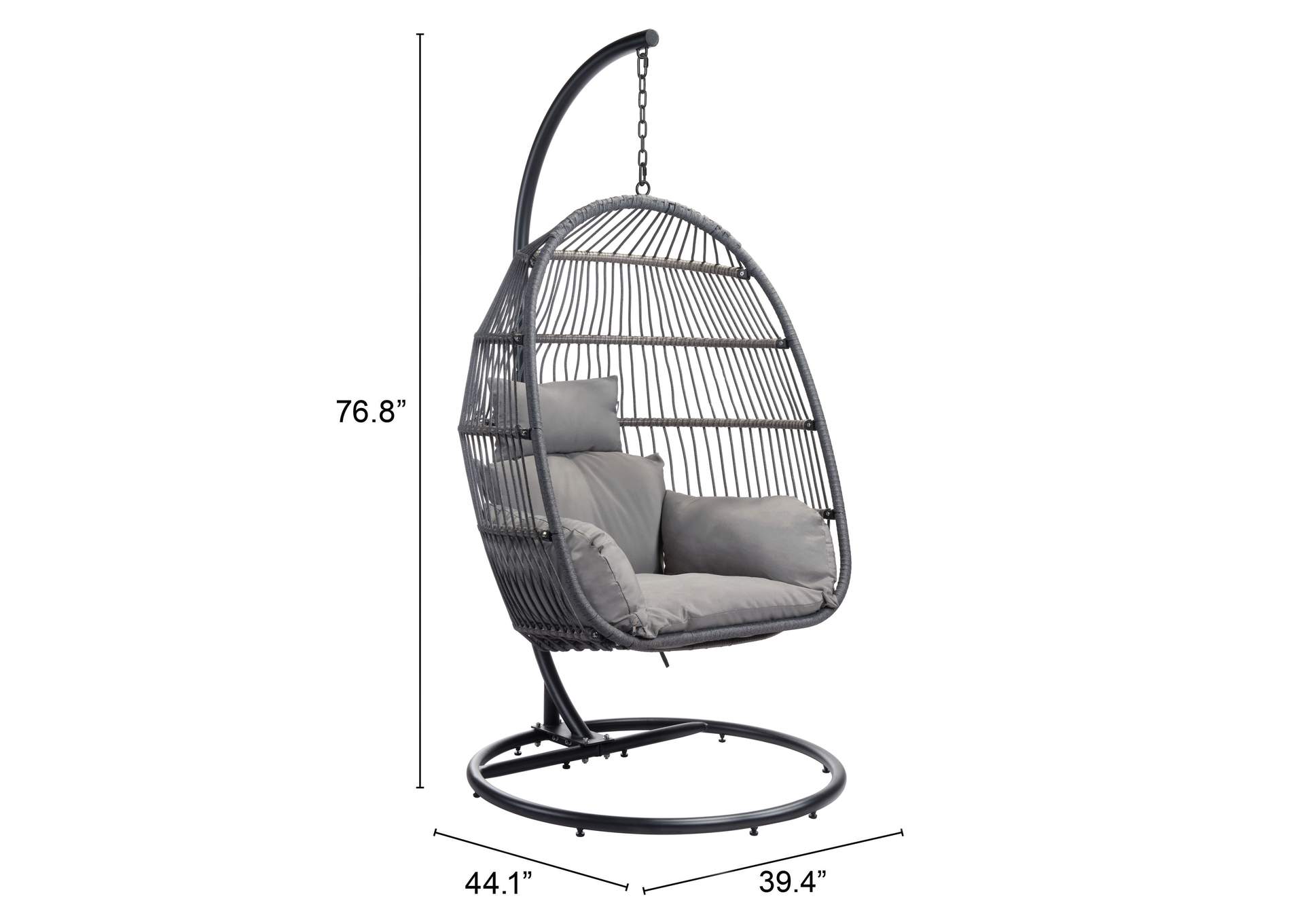 Bilbao Hanging Chair Gray,Zuo