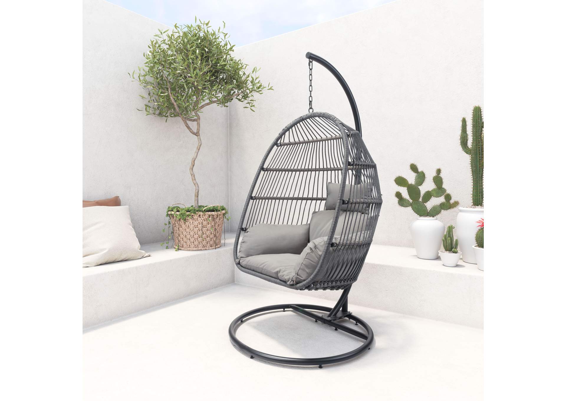 Bilbao Hanging Chair Gray,Zuo