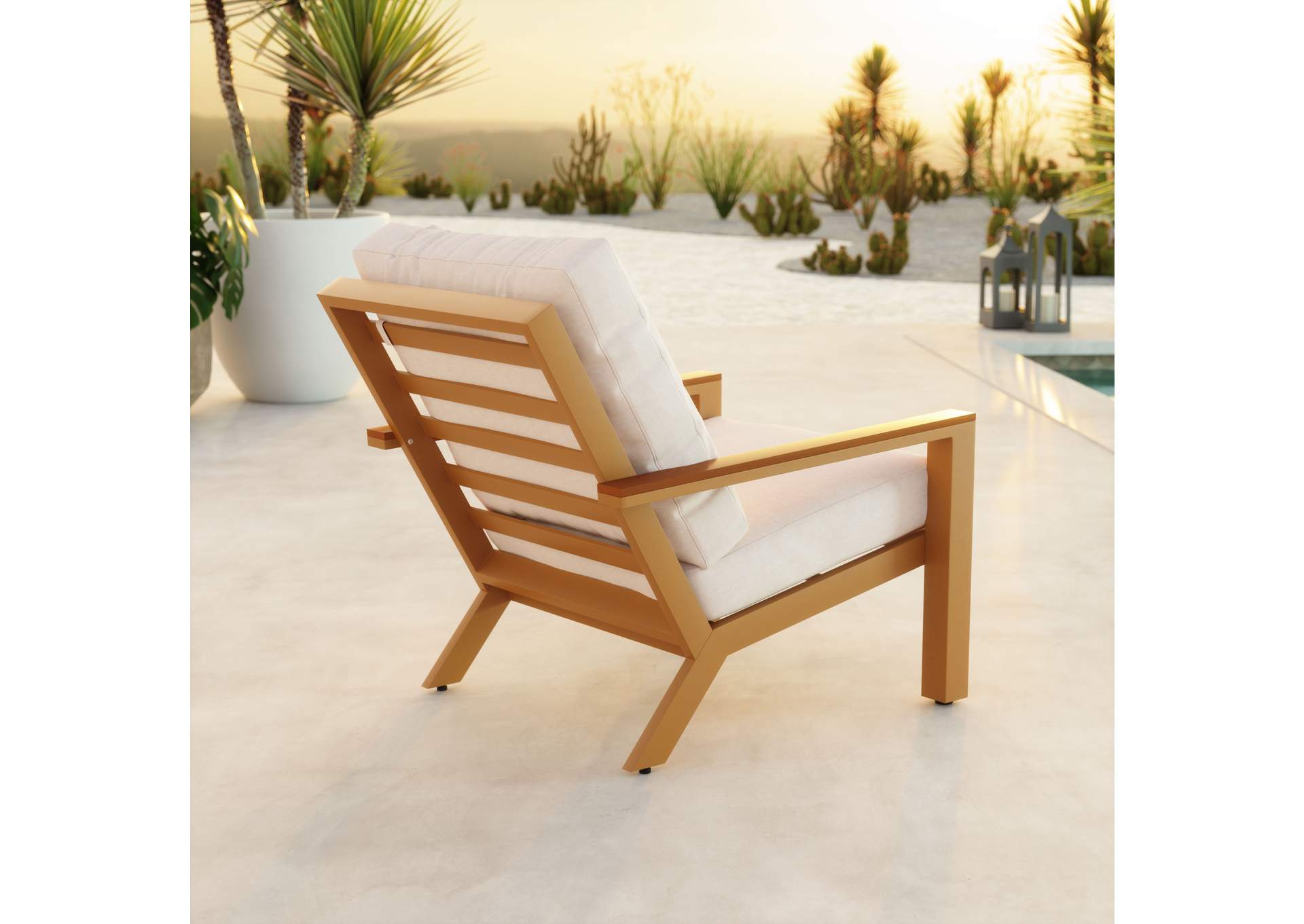 Terrio Accent Chair Beige & Natural,Zuo