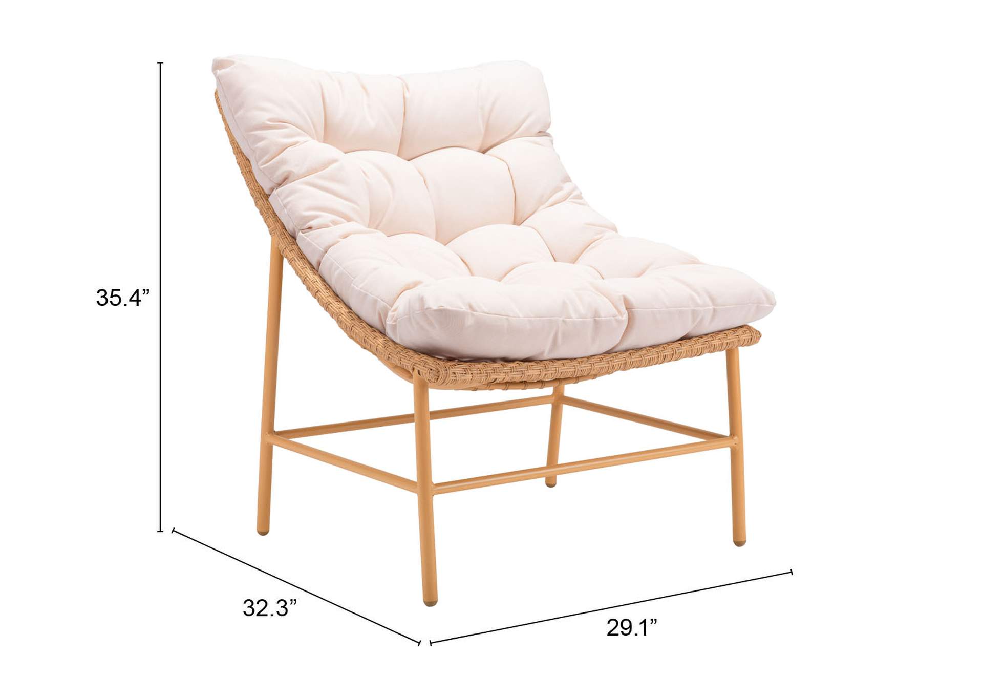 Merilyn Accent Chair Beige & Natural,Zuo