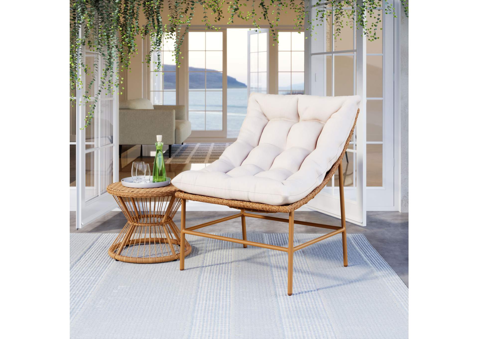 Merilyn Accent Chair Beige & Natural,Zuo