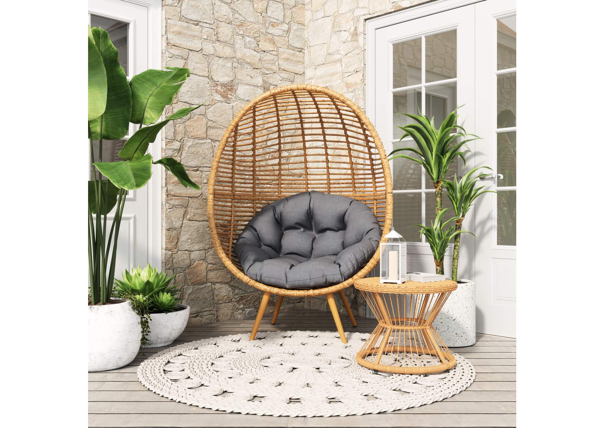 Kelley Accent Chair Gray & Natural,Zuo