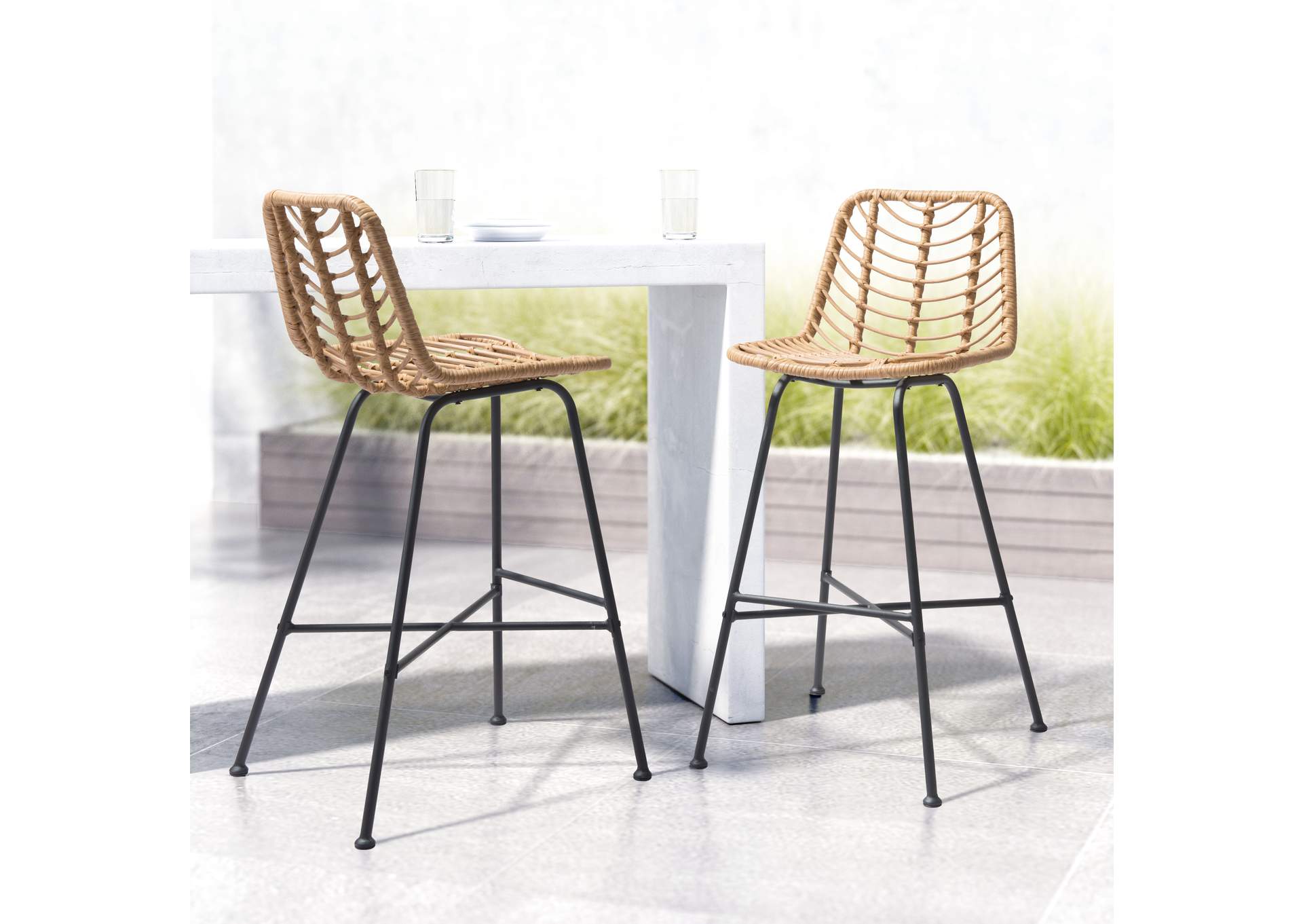 Malaga Barstool (Set Of 2) Natural,Zuo