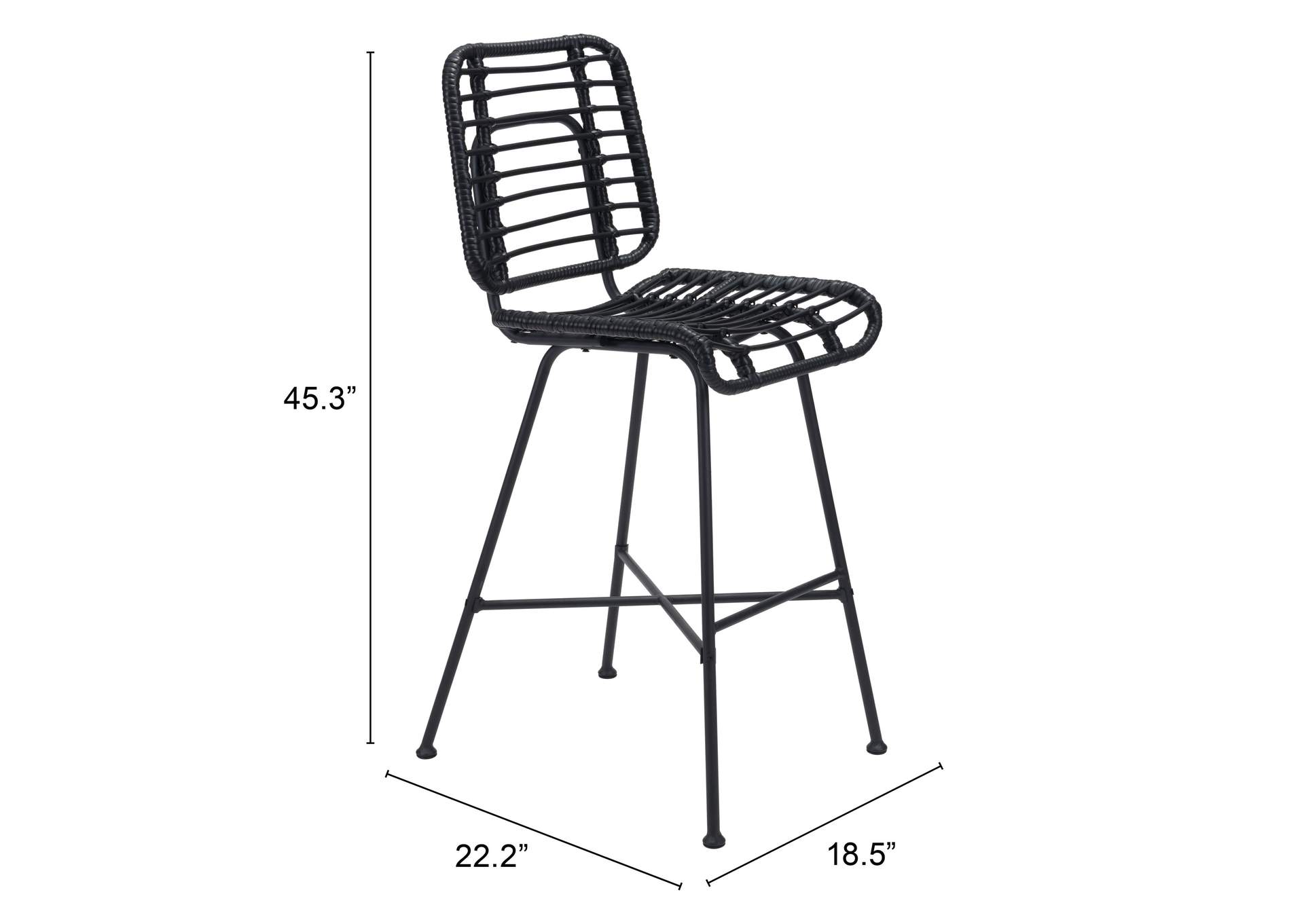 Murcia Barstool (Set Of 2) Black,Zuo