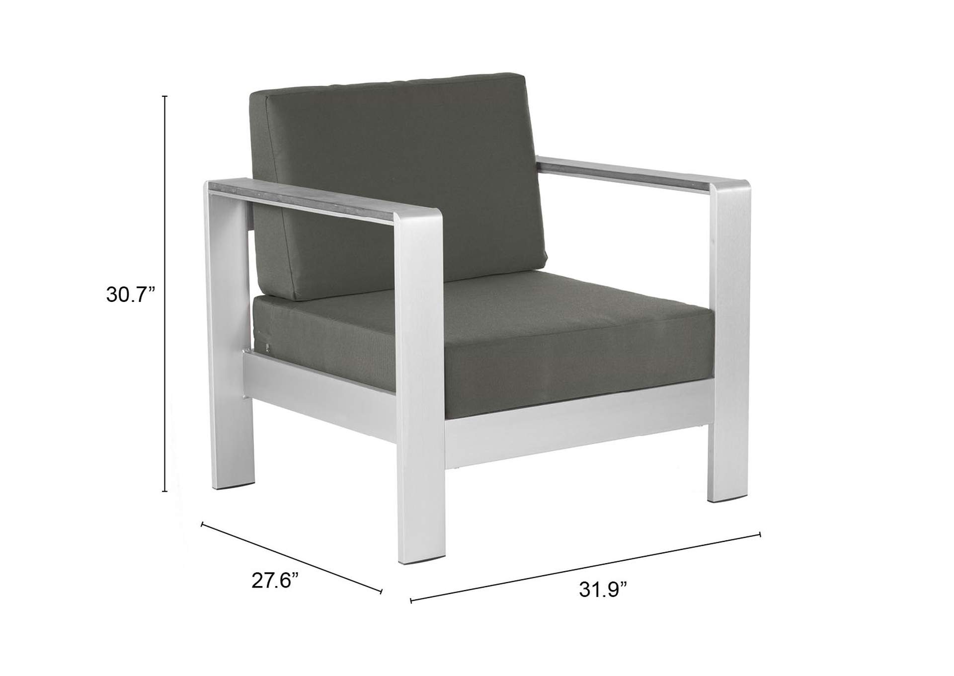 Cosmopolitan Arm Chair Gray,Zuo