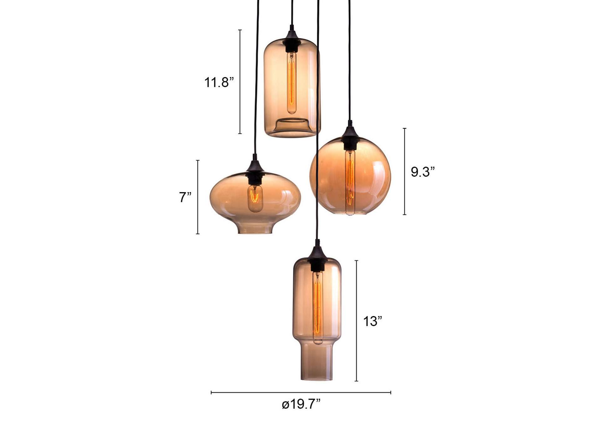 Lambie Ceiling Lamp Rust & Amber,Zuo
