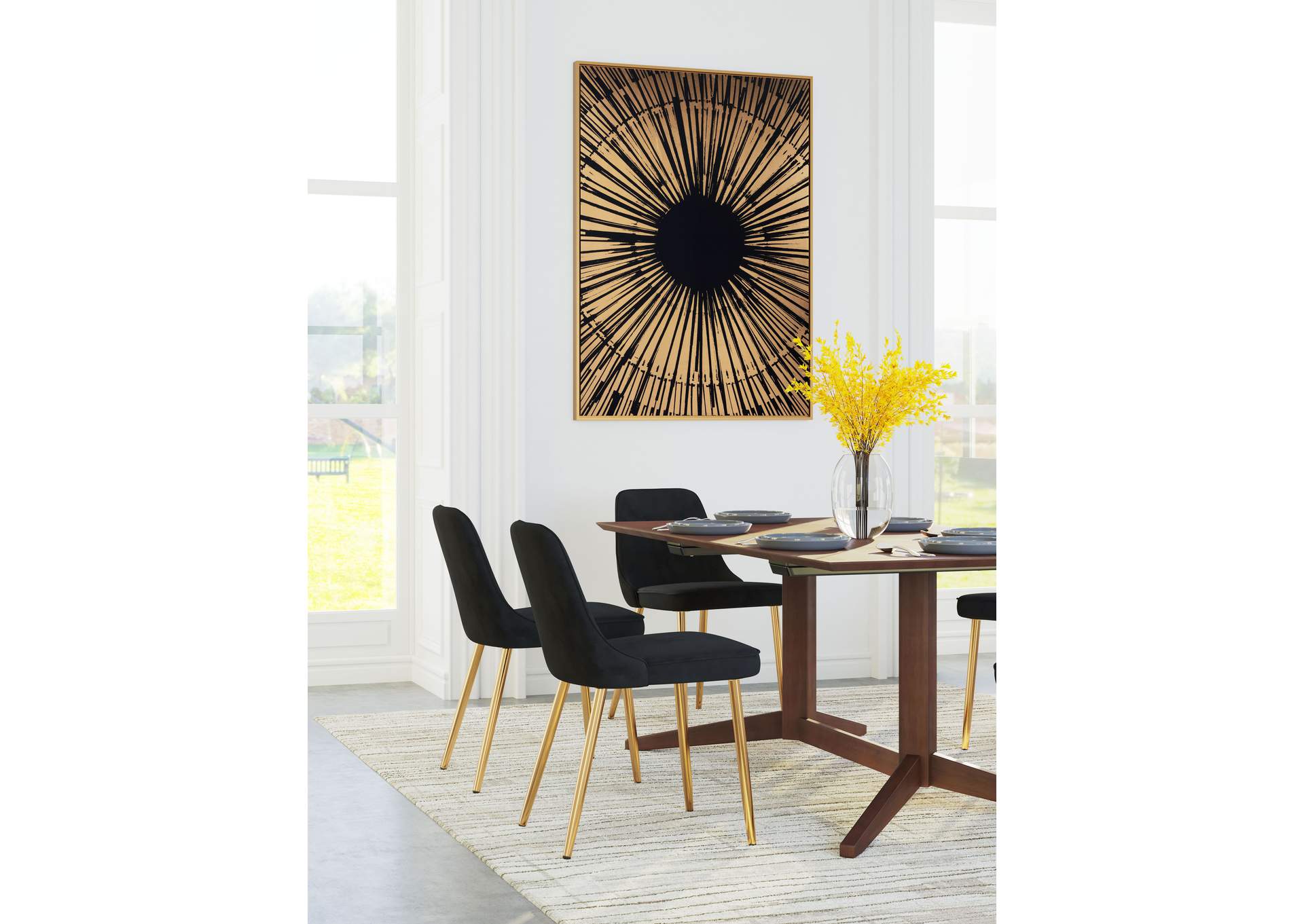 Gold Sunburst Canvas Black & Gold,Zuo