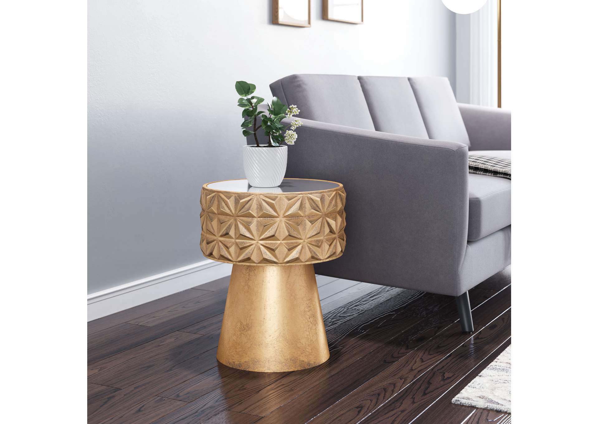 Aztec Side Table Gold,Zuo