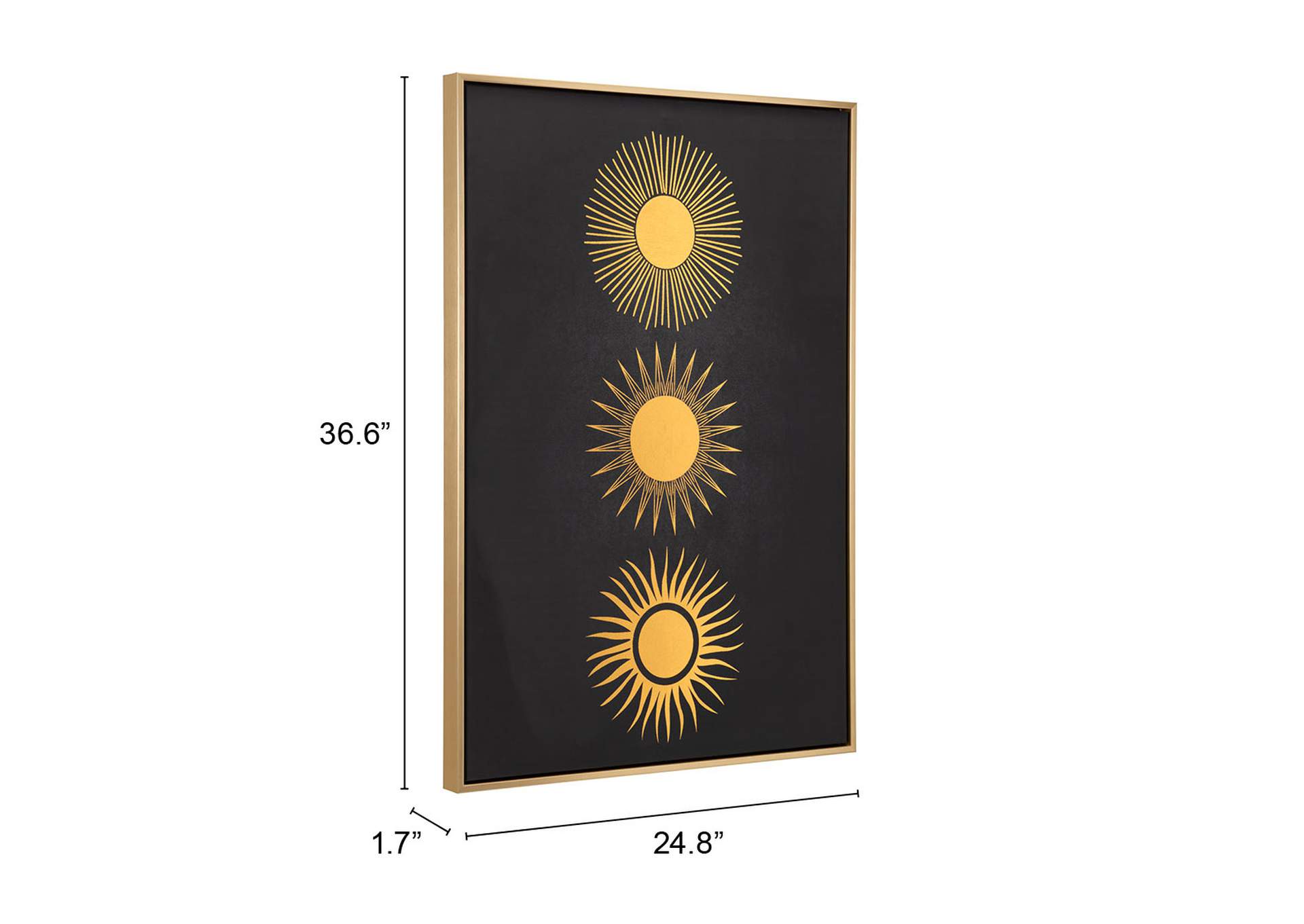 Three Suns Canvas Wall Art Gold & Black,Zuo