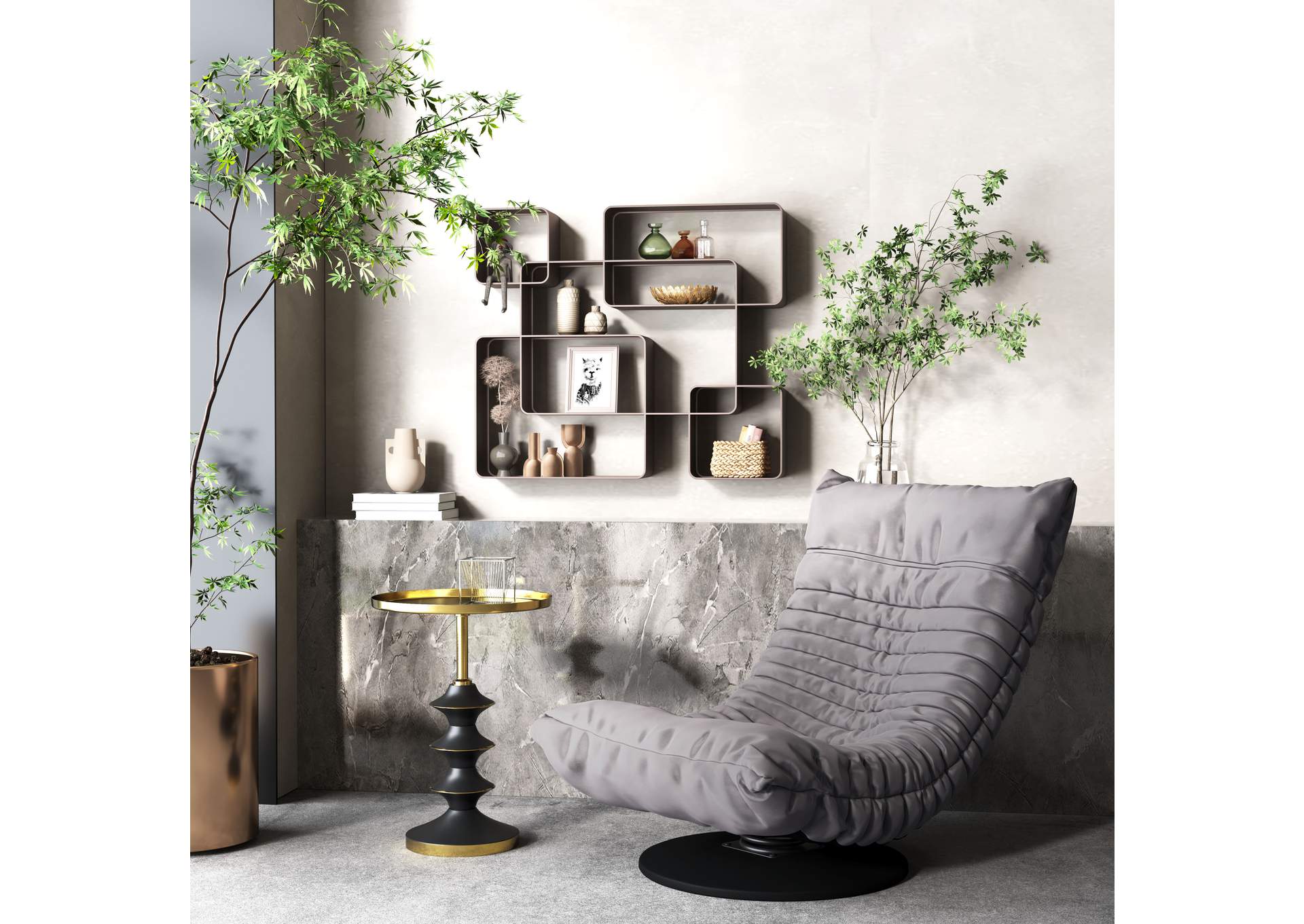 Reza Wall Shelf Antique Gray,Zuo