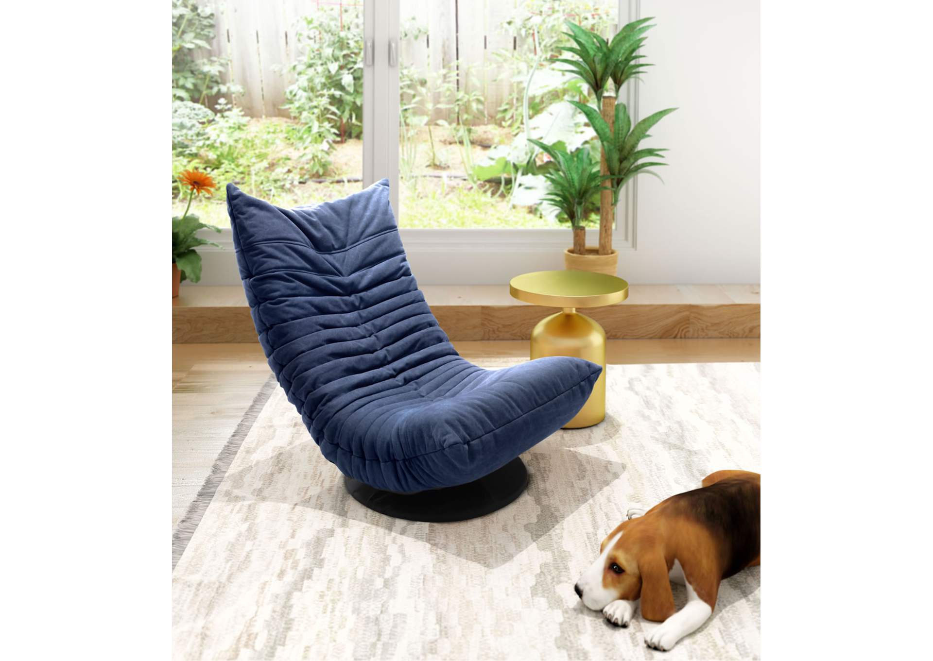 Down Low Swivel Chair Blue,Zuo