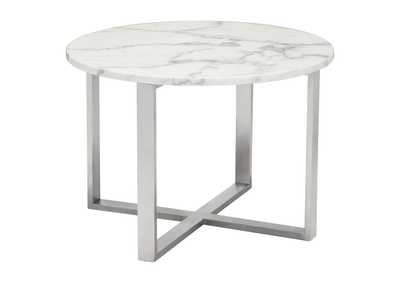 Image for Globe End Table White & Silver