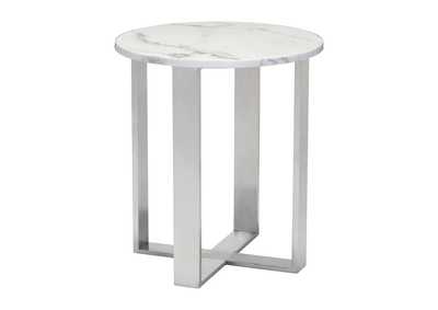 Image for Atlas End Table Stone White & Silver