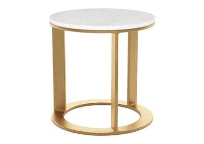 Image for Helena Marble Side Table White & Gold