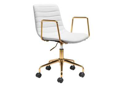 Eric Office Chair White & Gold
