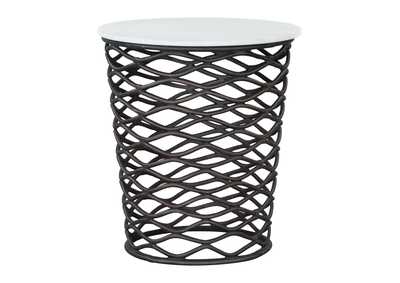 Image for King Side Table White & Antique Bronze