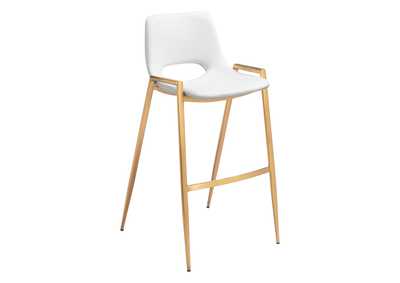 Image for Desi Barstool Chair (Set Of 2) White & Gold
