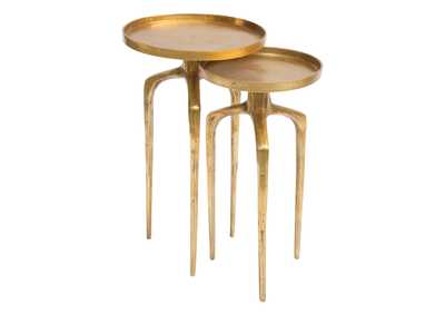 Image for Set Of 2 Como Accent Tables Antique Gold